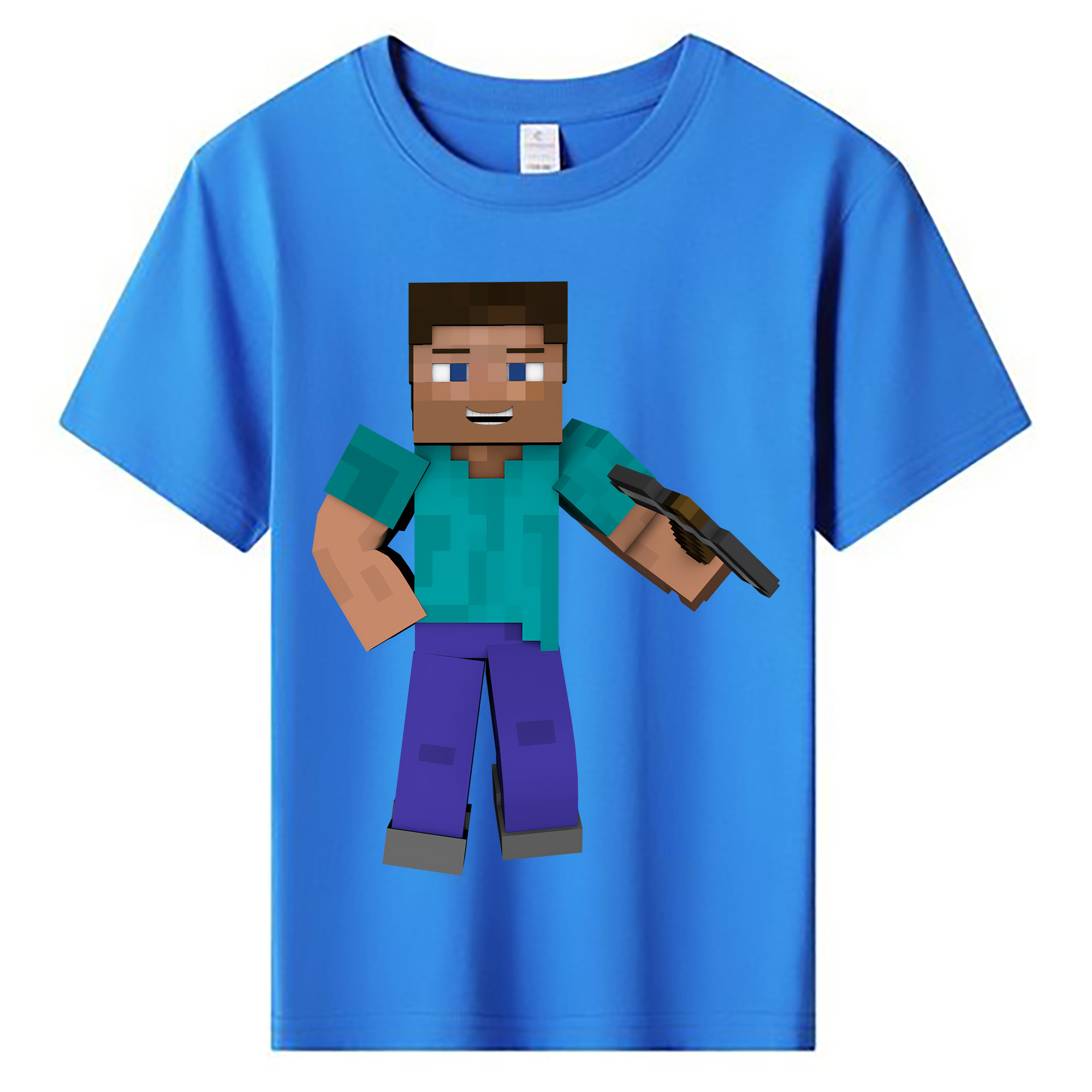 （画像用） マインクラフト ブロックの世界 Minecraft MC Block world 綿100％キッズTシャツ（フロントプリント）